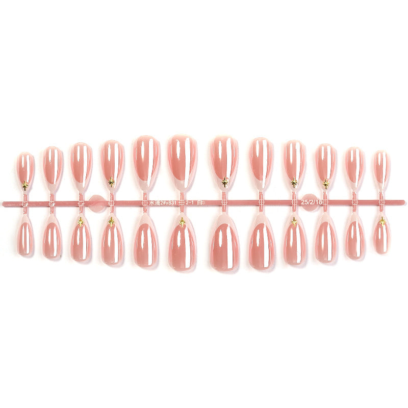 Elegant Press-On Nail Set with Decorative Gold Accents Bowlift