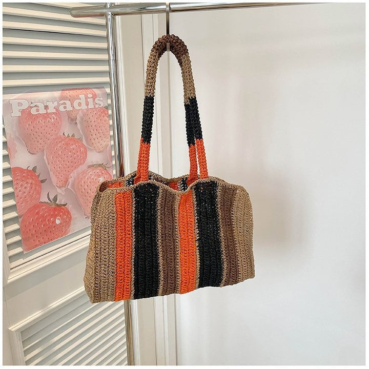 Handwoven shopping bag with modern stripes Bowlift