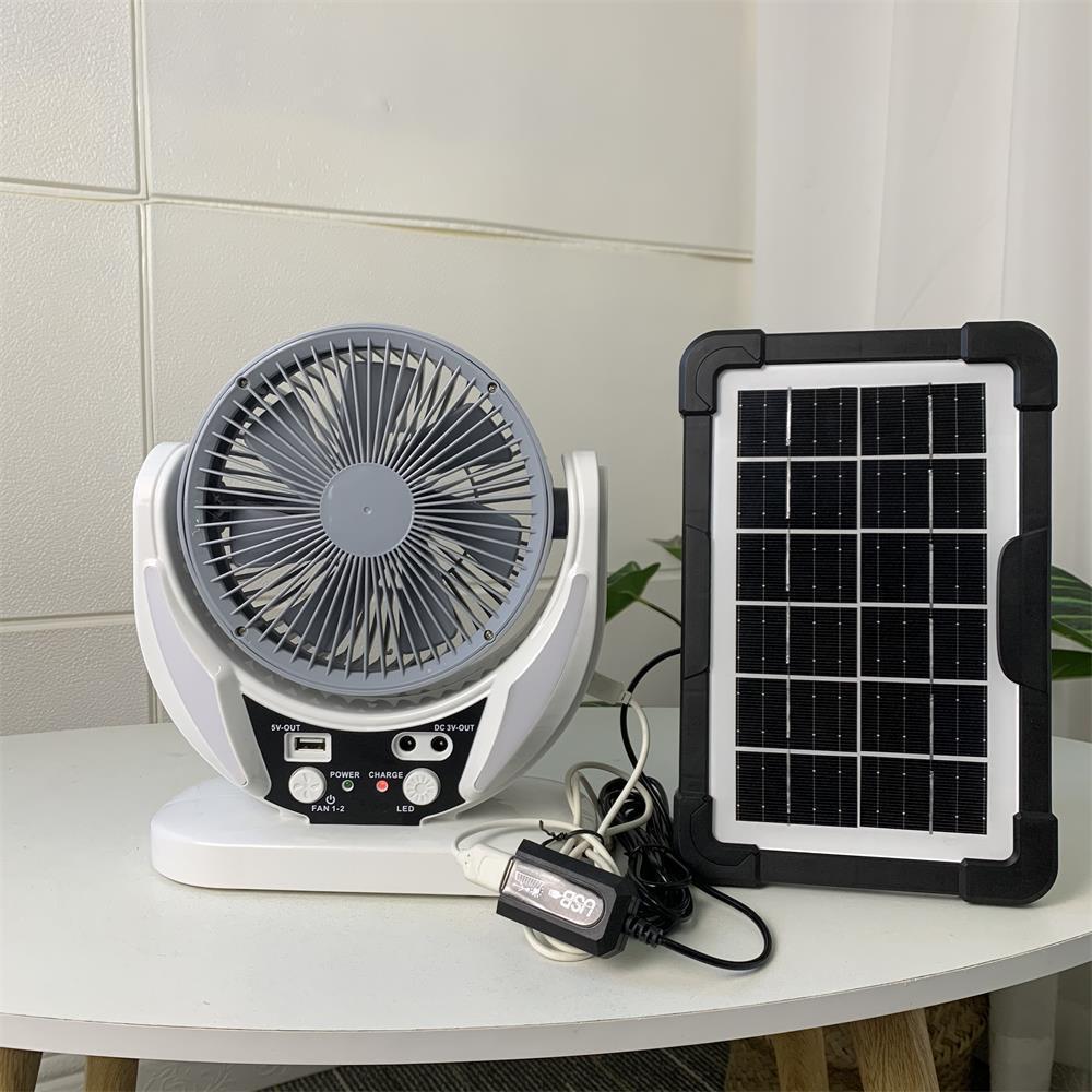 Unisex portable solar fan and lighting set with battery and USB charging function Bowlift