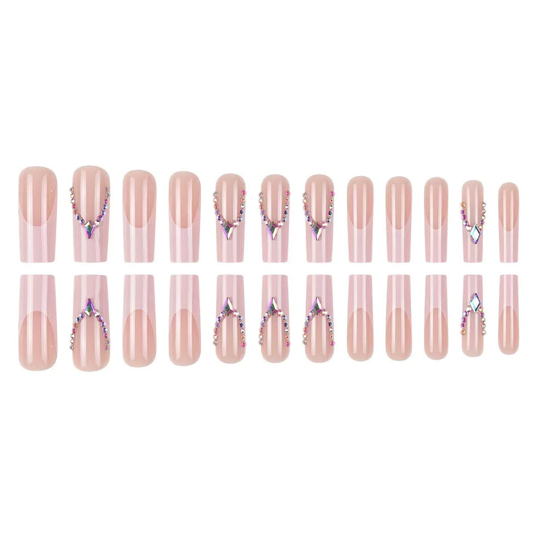 Glamorous artificial nails with sparkling rhinestone embellishments Bowlift