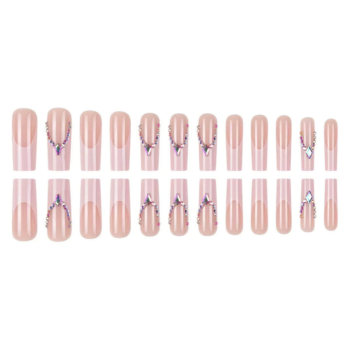 Glamorous artificial nails with sparkling rhinestone embellishments Bowlift