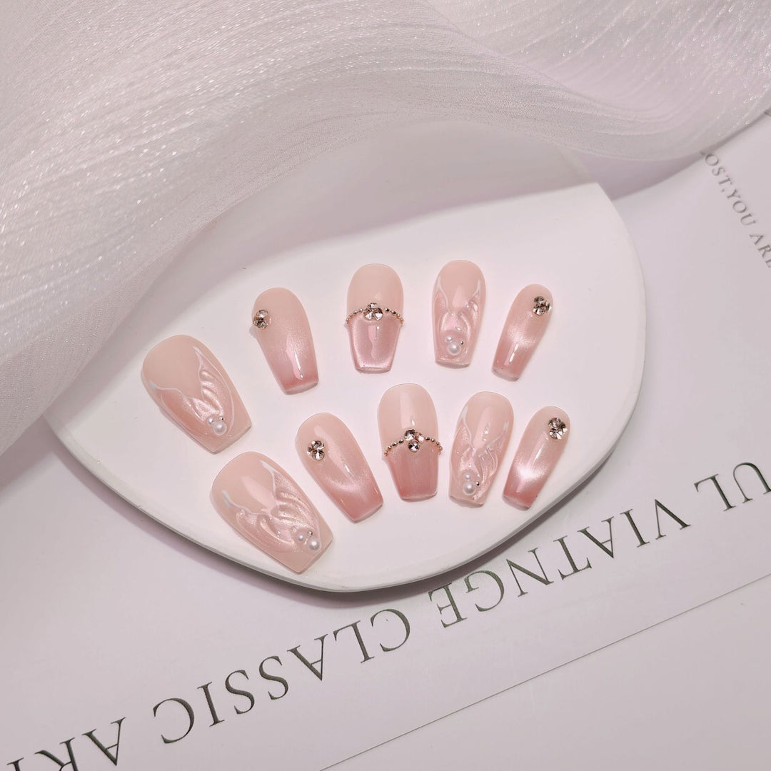Elegant French Tip Press-On Nails Bowlift