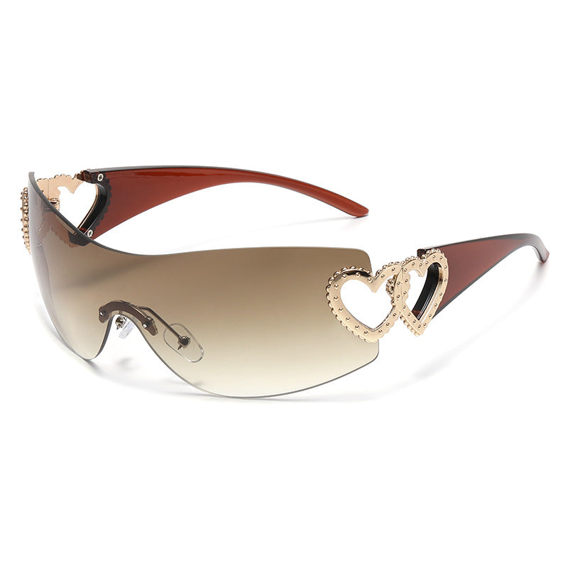 Heart-Shaped Accent Shield Sunglasses