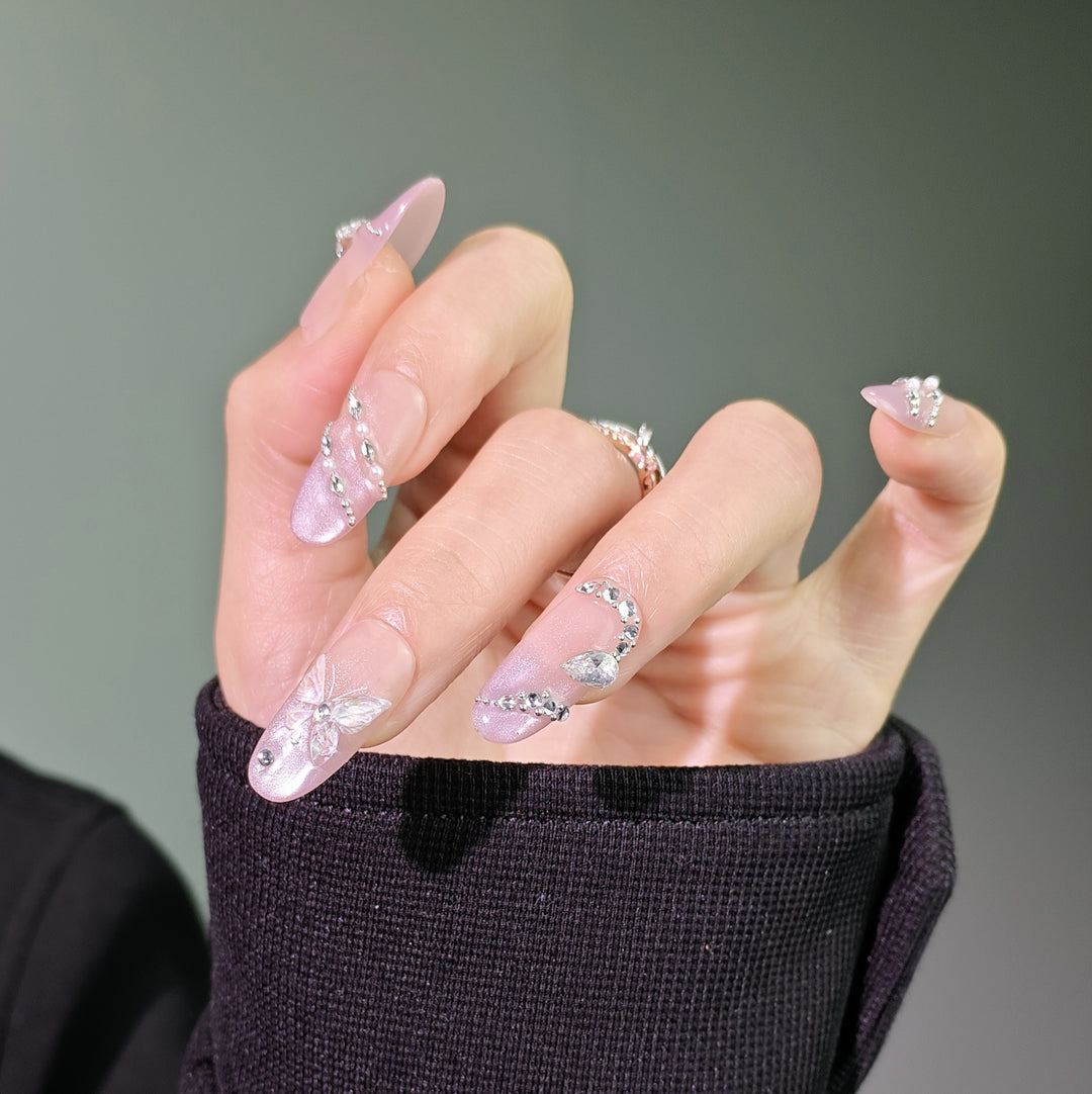 Elegant French Tip Press-On Nails Bowlift