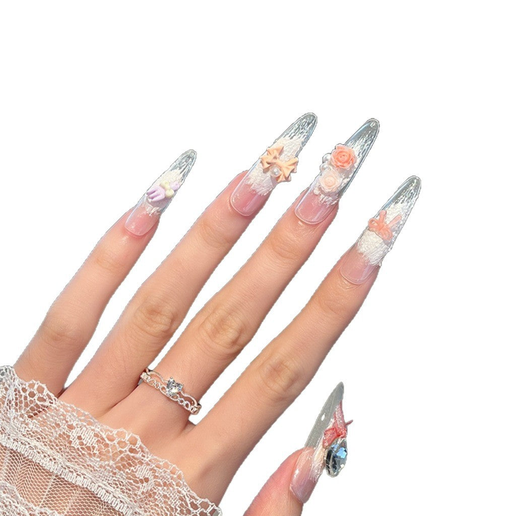 Decorative Floral Nail Press-On Set Bowlift