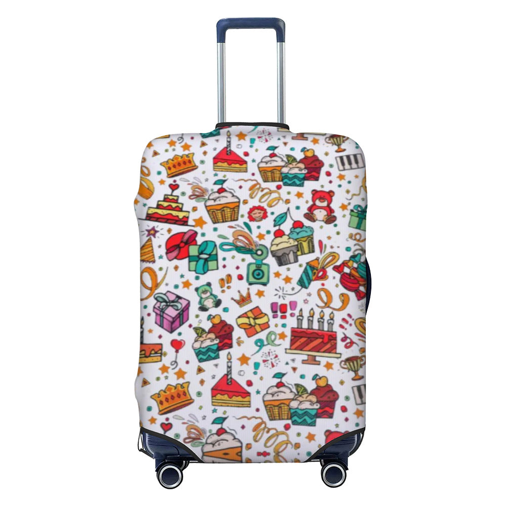 Unisex non-elastic luggage cover with graffiti print and zipper opening, stretchable protective cover with non-slip inner fastening Bowlift