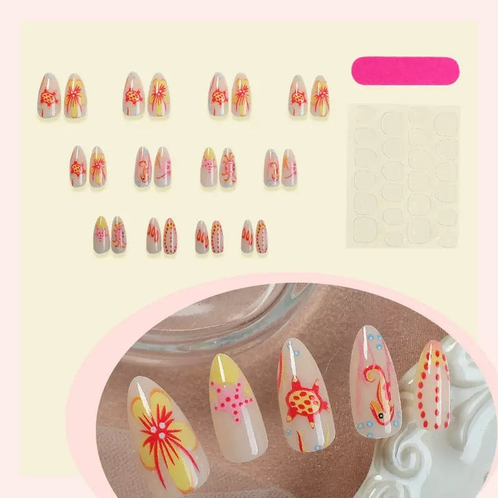 Nail set with maritime design and vibrant 3D motifs Bowlift