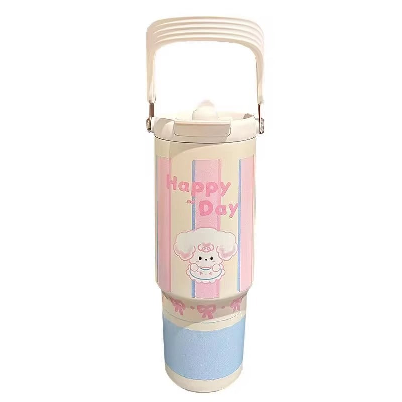 Ladies drinking cup with funny design and integrated straw Bowlift