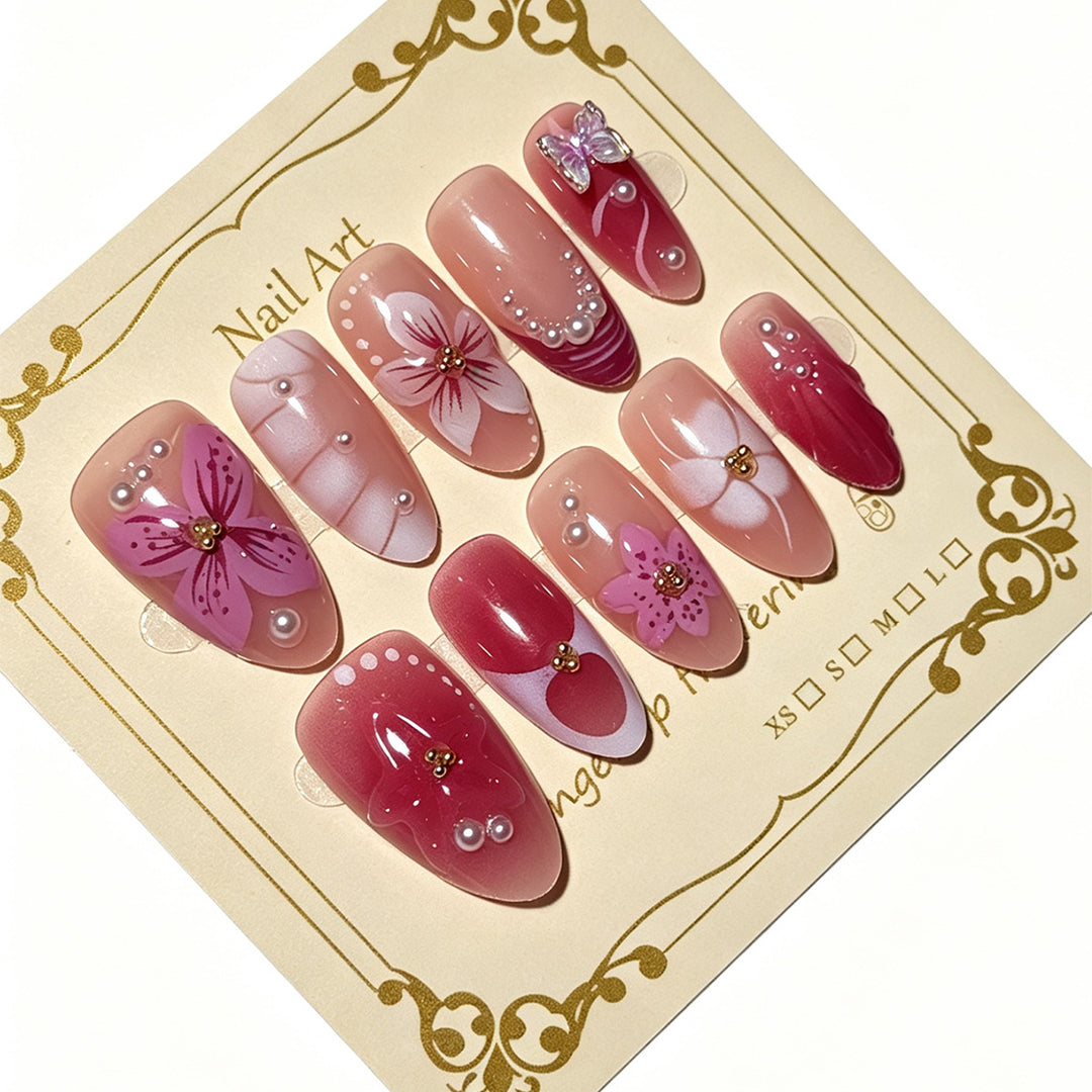 Floral Decorative Press-On Nail Art Kit Bowlift