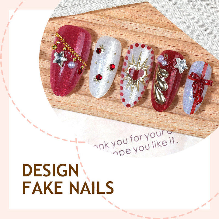 Artificial nail set with festive Christmas and glamour designs Bowlift