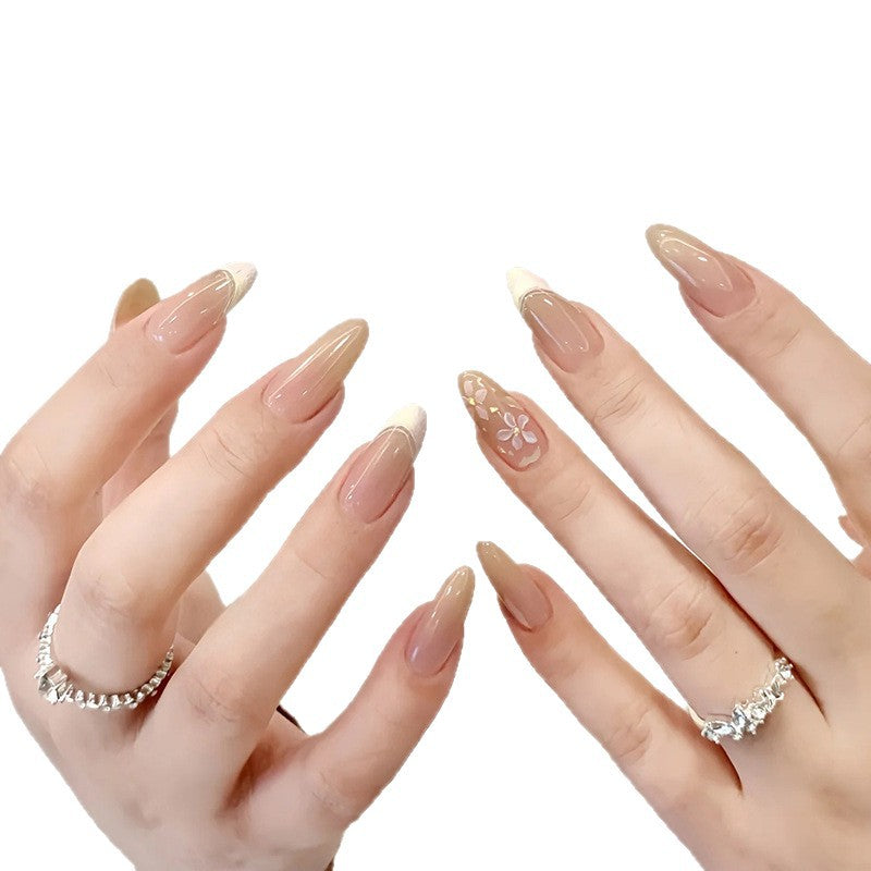 Artificial nails with sweet animal motifs and elegant French tip design Bowlift