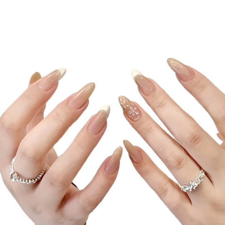 Artificial nails with sweet animal motifs and elegant French tip design Bowlift