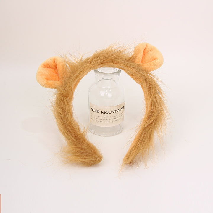 Plush Lion Mane Costume Headband with Furry Ears Bowlift