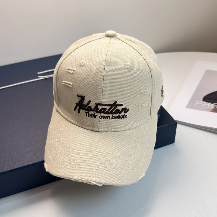 Women's Distressed Embroidered Baseball Cap Bowlift
