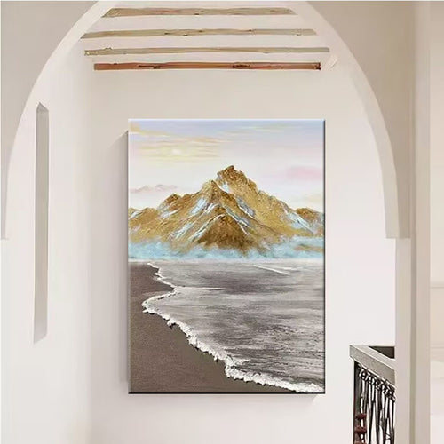 Scenic Mountain Seascape Canvas Artwork