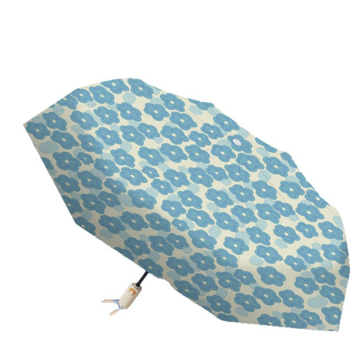 Women's Automatic Folding Umbrella with Floral Design Bowlift