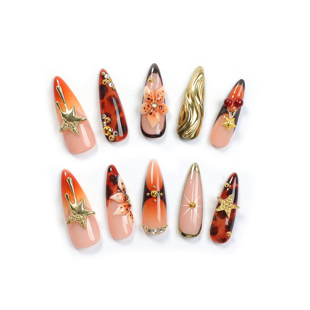 Acrylic nail set with elegant decorations Bowlift