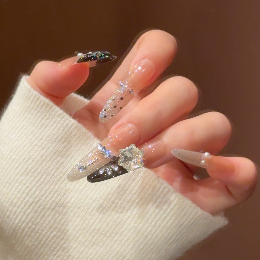 Premium Glittery Press-On Nail Extensions Bowlift