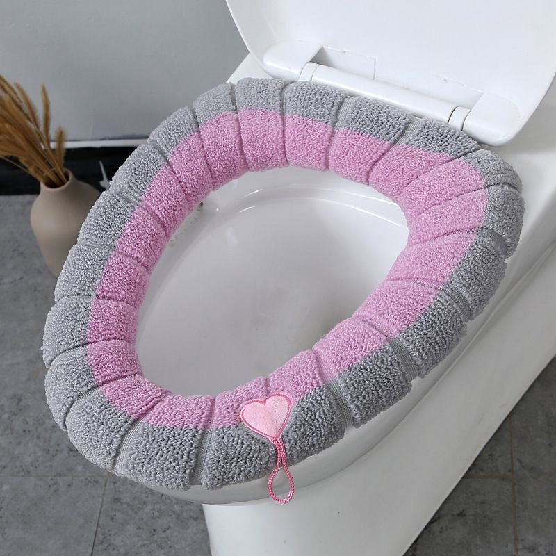 Chenille Plush Contoured Toilet Seat Cushion with Elastic Non-Slip Fit Bowlift