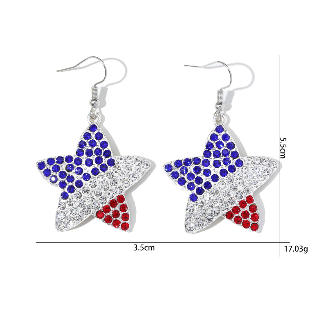 Women's lightweight star earrings with enamel flag design and fishhook Bowlift