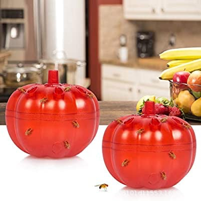 Reusable countertop fruit fly trap with tomato-shaped sticky bait reservoir Bowlift