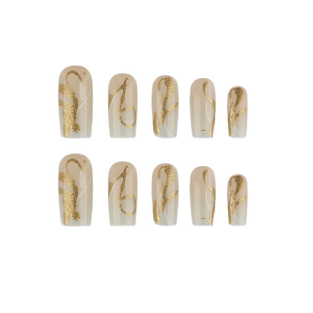 Artificial nails with elegant gold accents Bowlift