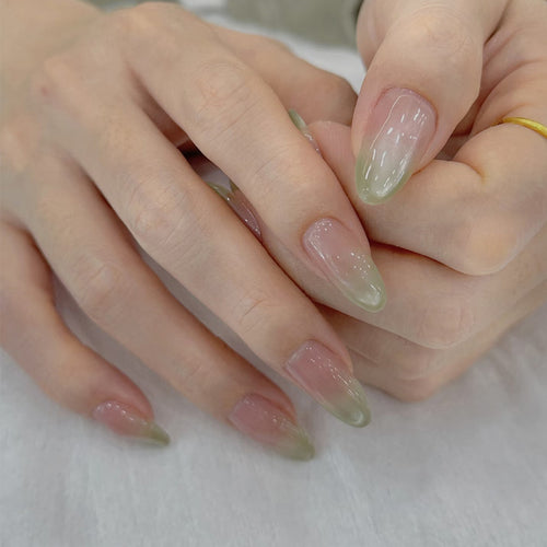 Elegant Ombre Almond-Shaped Press-On Nails Bowlift