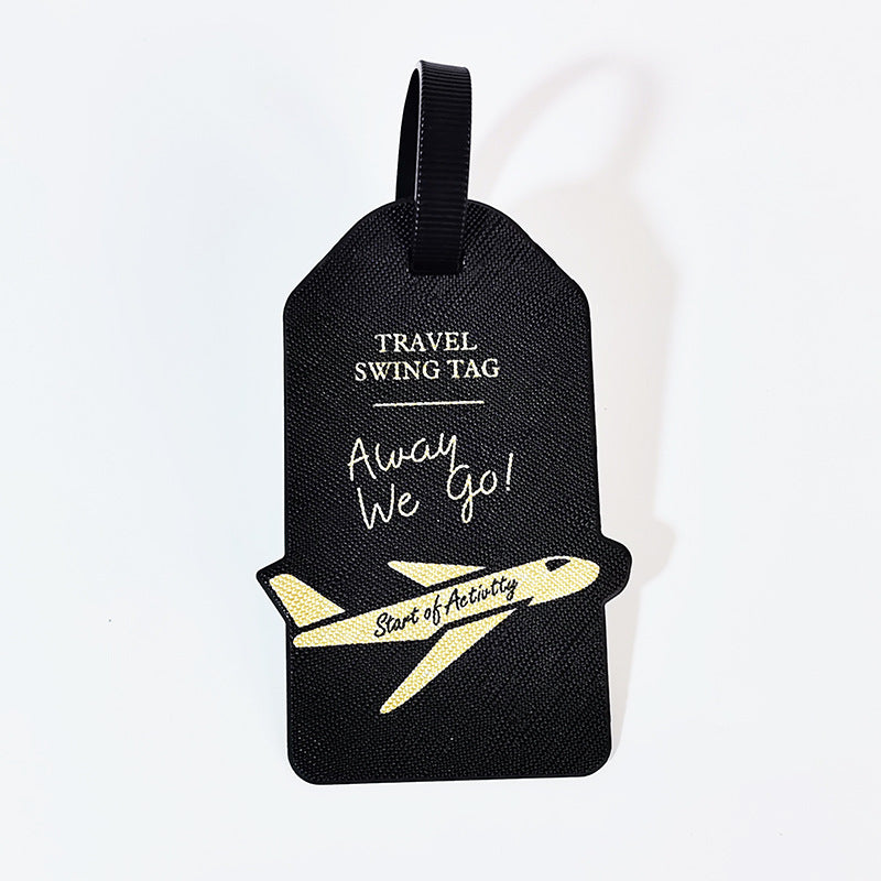 premium travel luggage tag with embossed airplane motif Bowlift