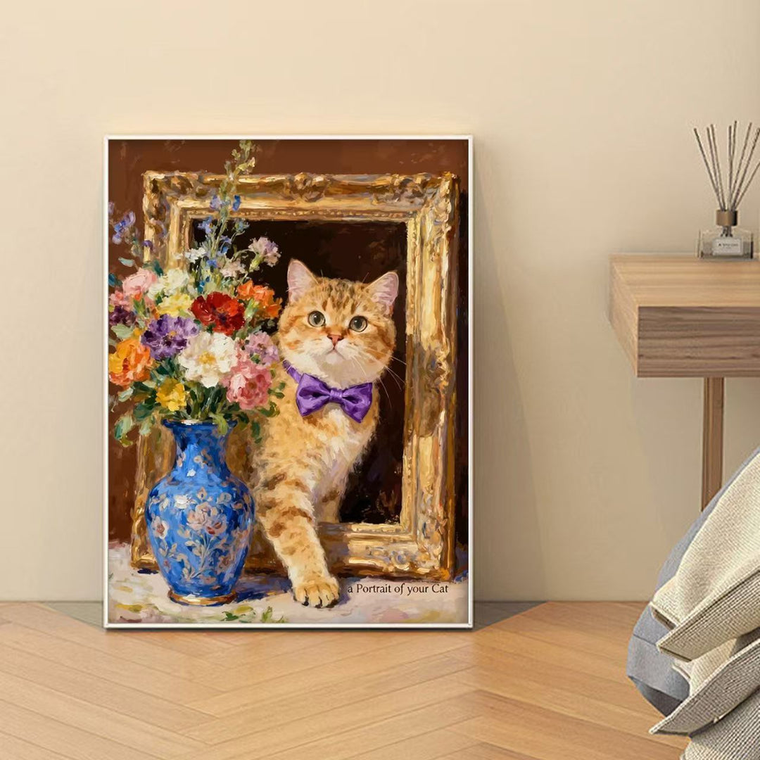 Decorative Cat-Themed Art Print Bowlift