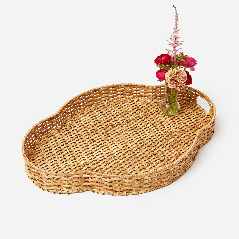 Decorative serving tray made of woven material Bowlift