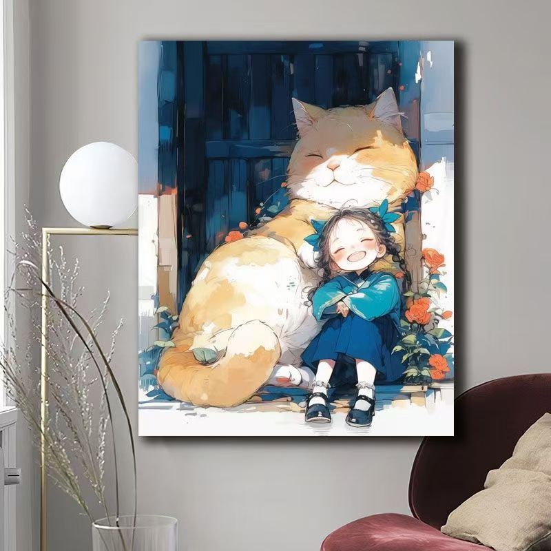 Illustrated Cat-Themed Wall Art Bowlift