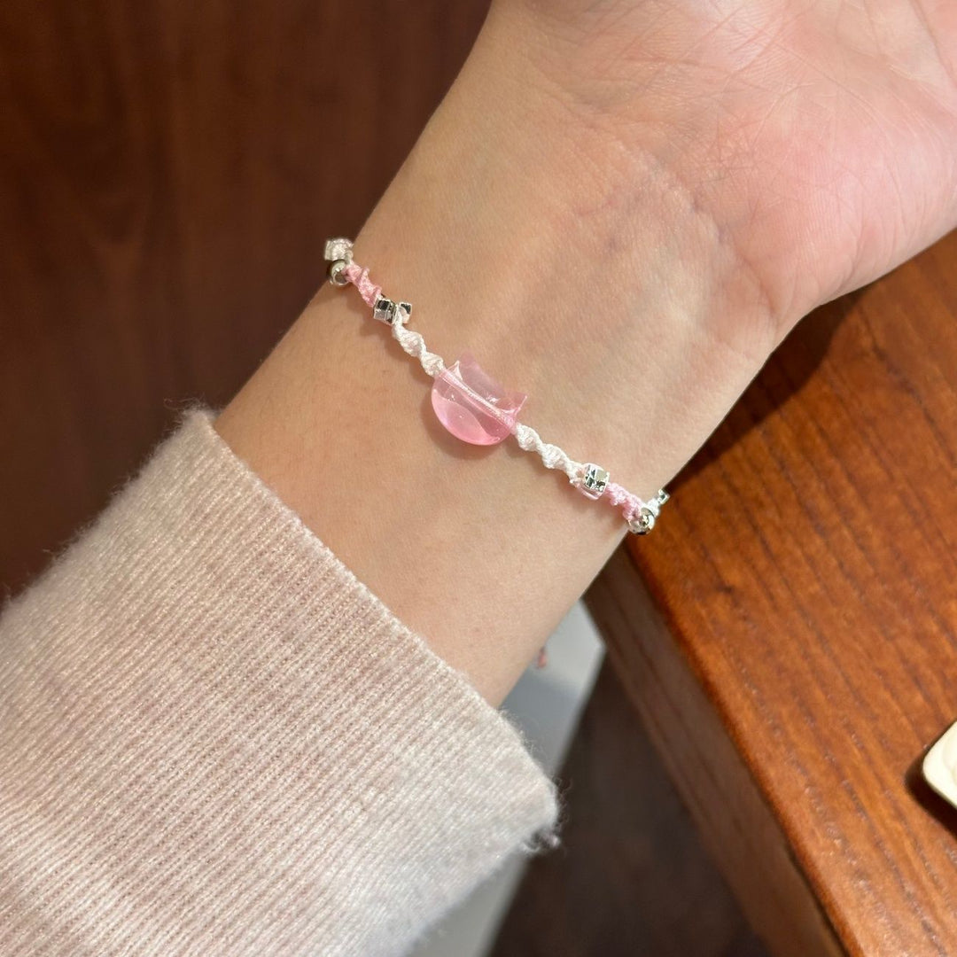 Adjustable Cat-Themed Charm Bracelet Bowlift