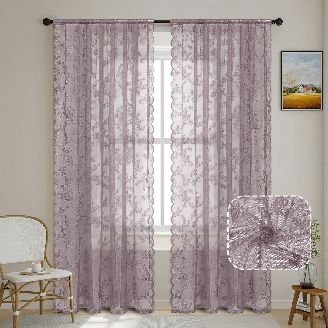 Elegant Floral Lace Window Drapes