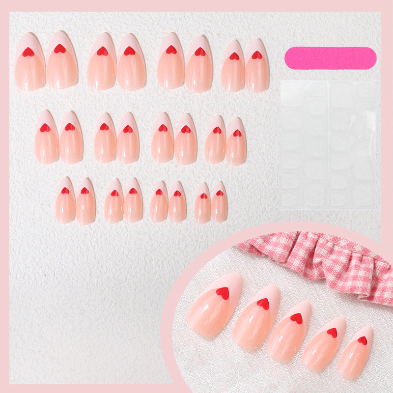 Heart-Pattered Press-On Nail Art Bowlift
