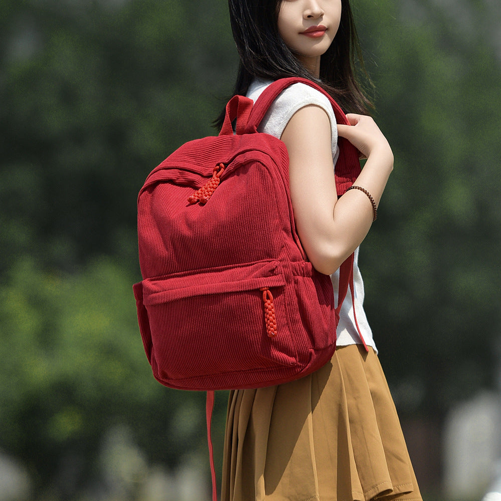 Casual Corduroy Backpack Bowlift