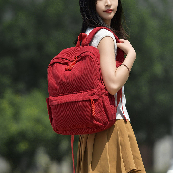 Casual Corduroy Backpack Bowlift
