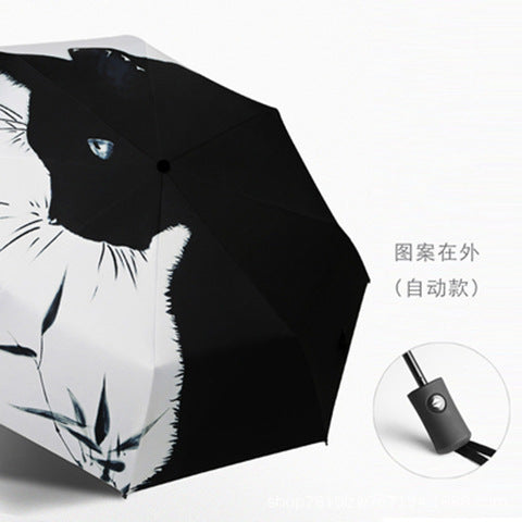 Women’s Automatic Umbrella with Cat Design Bowlift