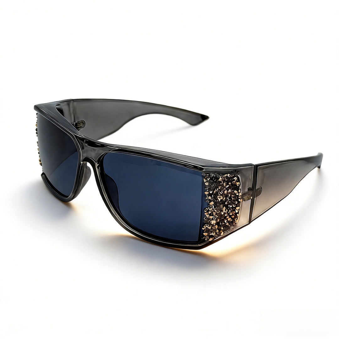 Women's Sporty Sunglasses with Sparkling Appliqués Bowlift