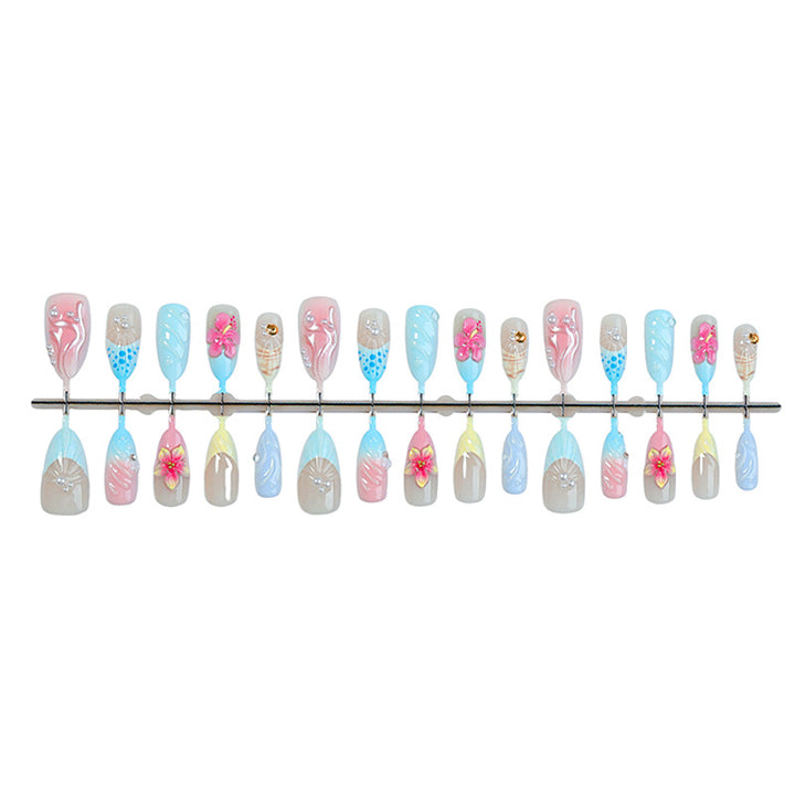 Decorative Press-On Nail Art Set with Premium Floral Designs Bowlift
