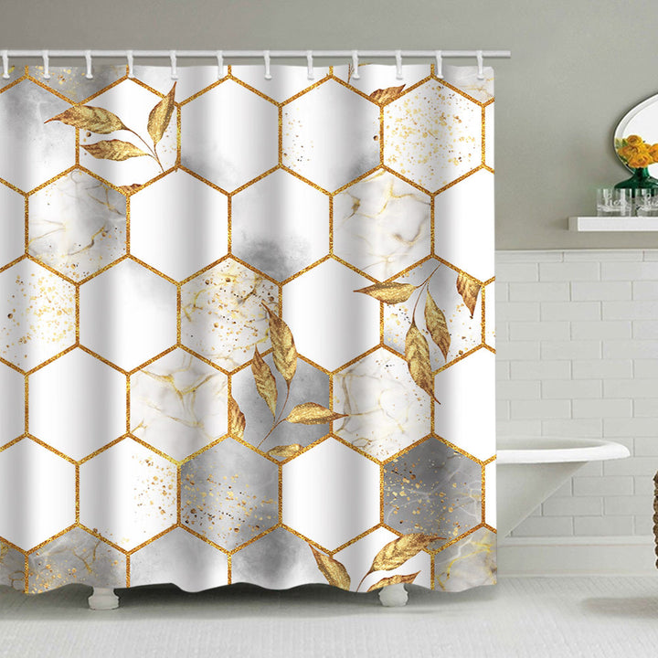 Textured Mosaic Pattern Shower Curtain Bowlift