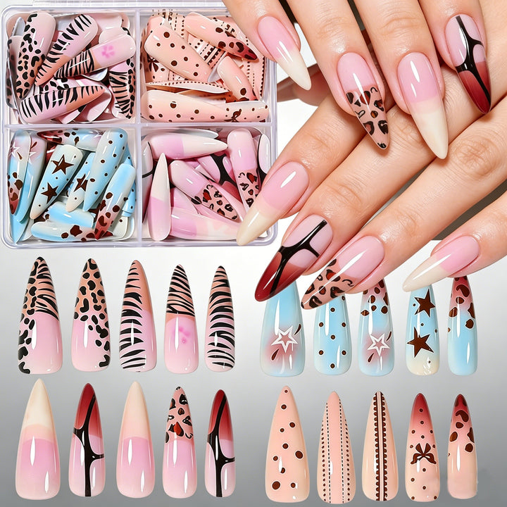 Artistic Long Stiletto Press-On Nail Set Bowlift