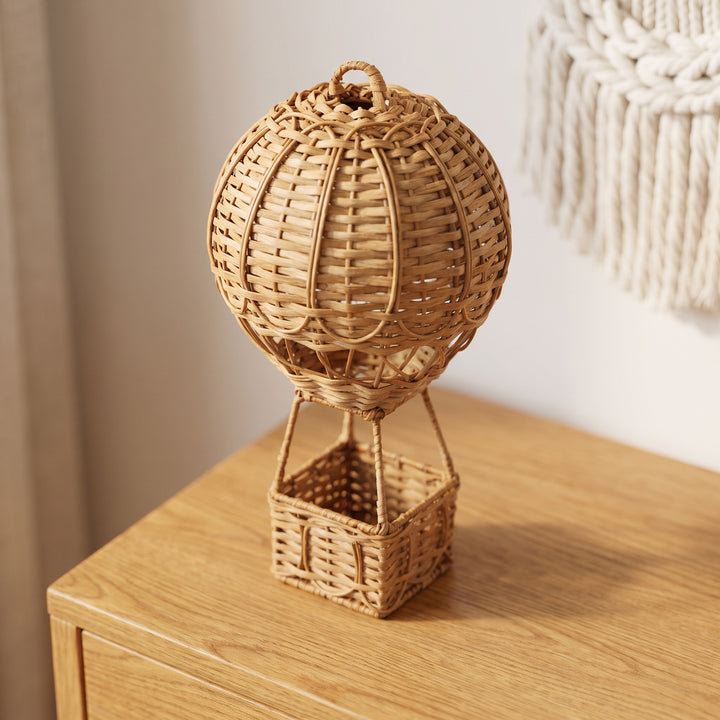 Handwoven storage basket in hot air balloon design Bowlift