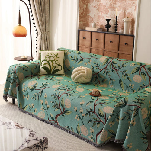 Artistic Floral Print Sofa Throw