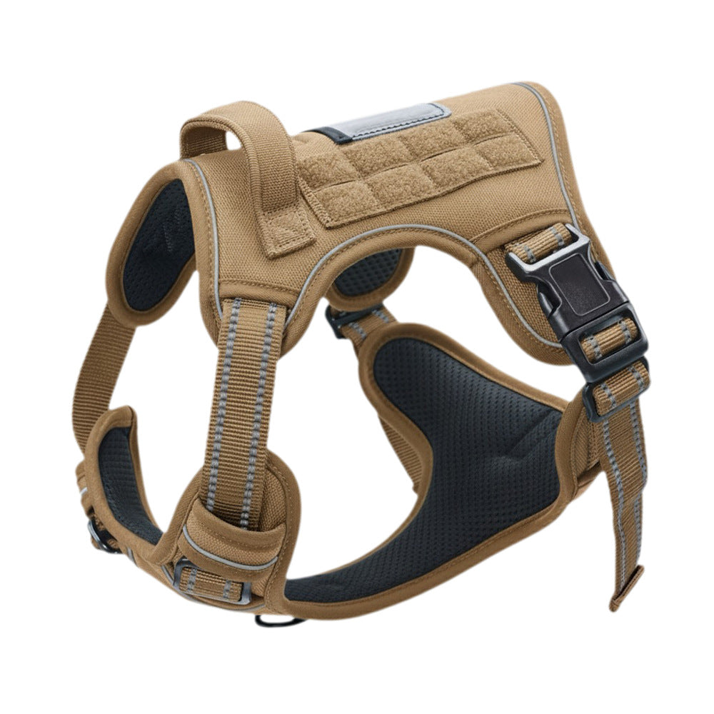 Padded no-pull tactical dog harness with sturdy handle and reflective trim Bowlift