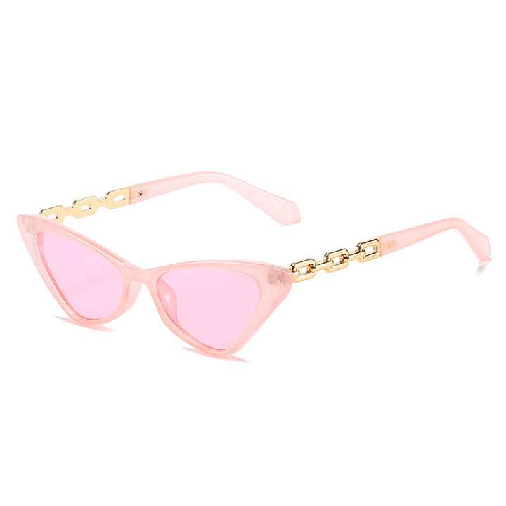 Women Cat-Eye Sunglasses with Stylish Chain Accents Bowlift