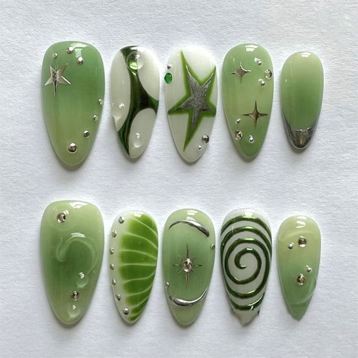 Artificial nails with modern geometric designs Bowlift