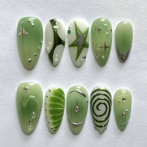 Artificial nails with modern geometric designs Bowlift
