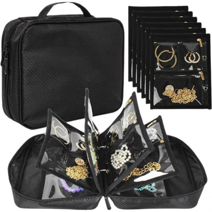 Jewelry Organizer Bag with Multiple Transparent Compartments Bowlift