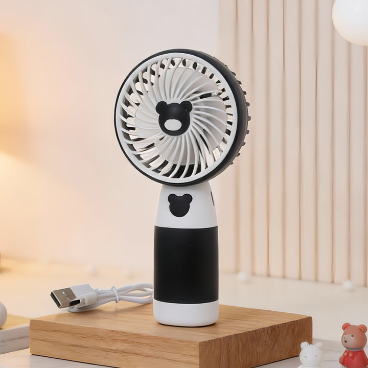 Ladies Portable Hand Fan with Cute Bear Design Bowlift