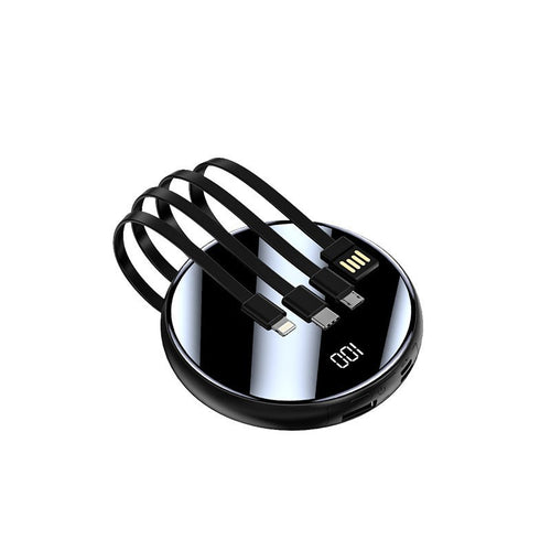 Portable power bank with digital display and multifunctional charging cables Bowlift